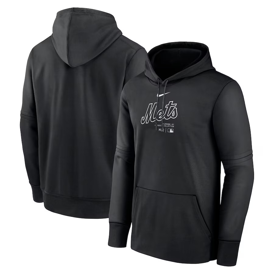 Men's New York Mets Black Collection Practice Performance Pullover Hoodie